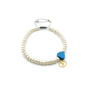 Bracelet ajustable en or 18 carats avec Perles d'eau douce et Turquoise de 0,5 cm, Collection Good Pearls de Hi by Julia Maroc, un bijou raffiné alliant élégance et couleur.
