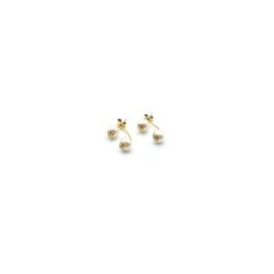 Boucles d'oreilles modulables en or 18 ct avec perles et détails floraux, Collection Ensemble GM, sophistication et flexibilité pour chaque occasion.